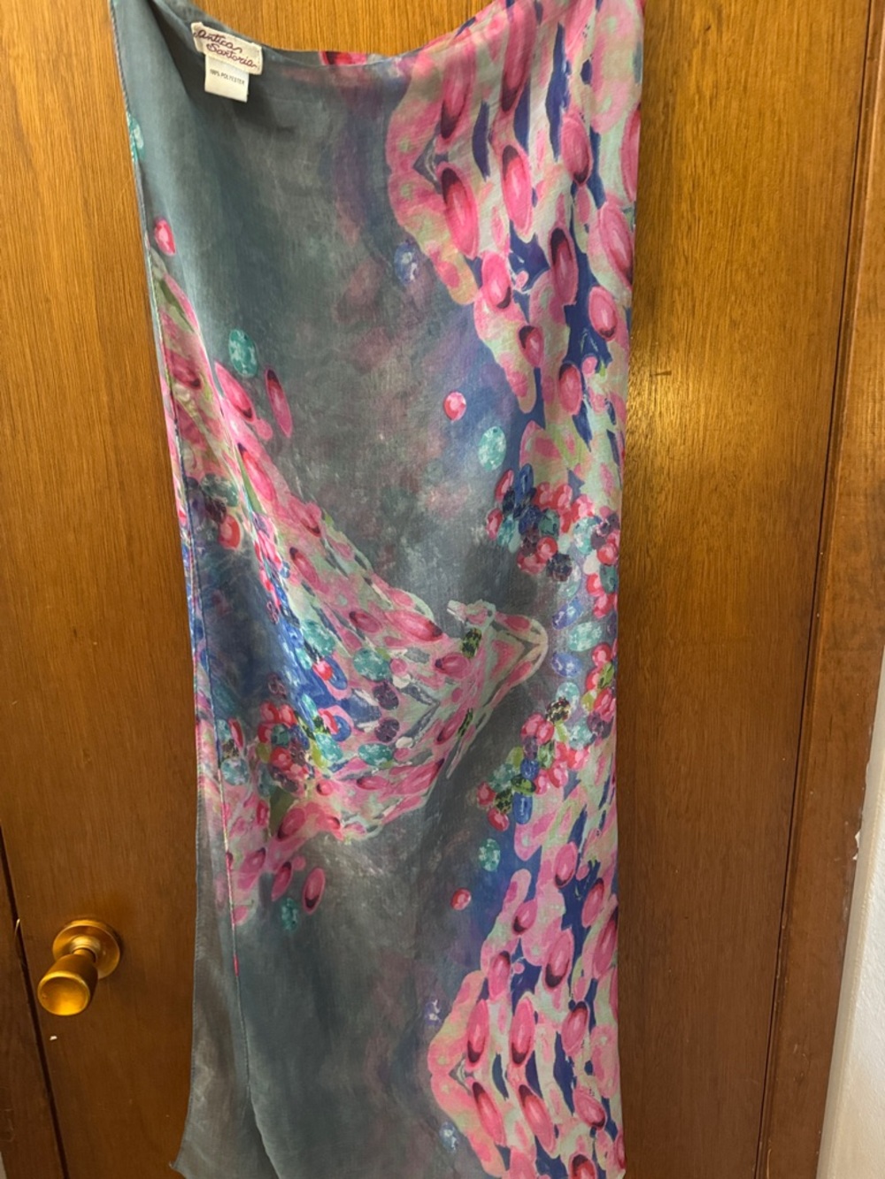 Floral Pink & Gray Wrap Scarf by Antica Sartoria Creations